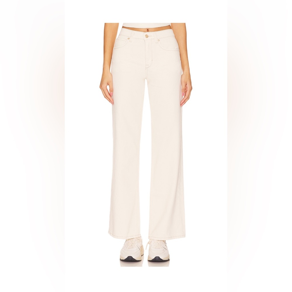 NWOT Free People Tinsley SHORT length baggy high rise wide leg jeans ecru